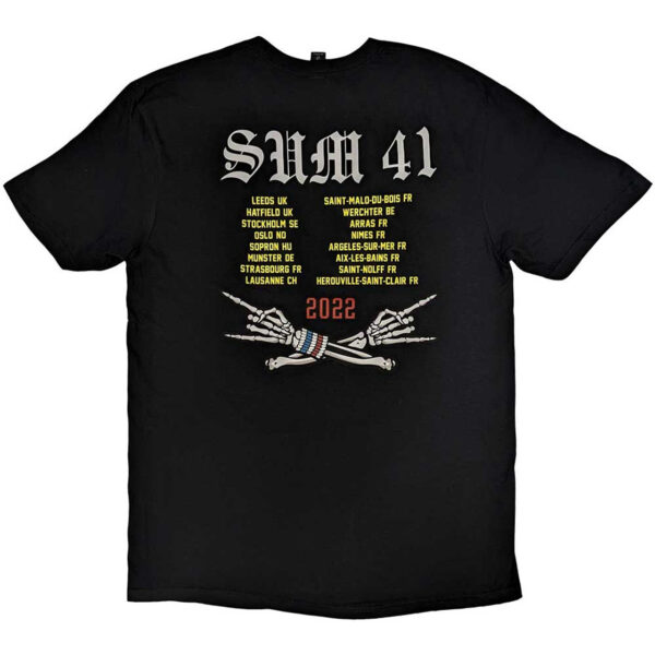 Sum 41 AKNF Grid European Tour 2022 Back Print & Ex-Tour T-Shirt SIZE - XL - Image 2