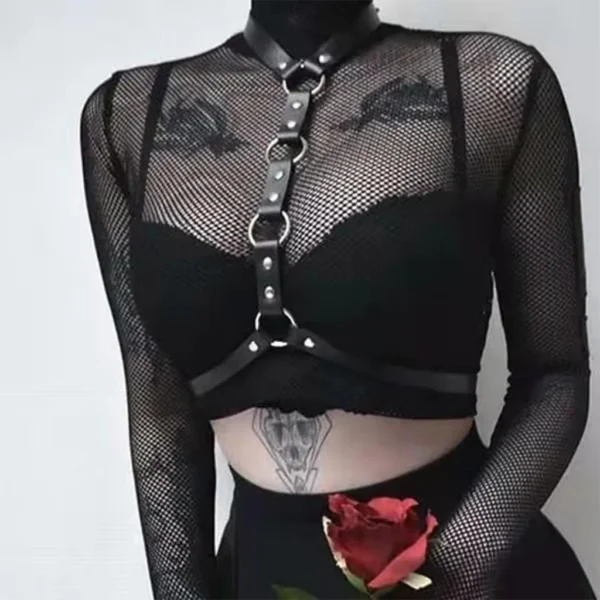 Punk Leather Body Chain Harness