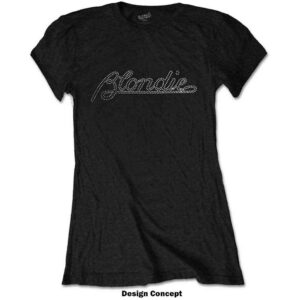 Blondie Logo Black Embellished Ladies T-Shirt SIZE - Ladies M