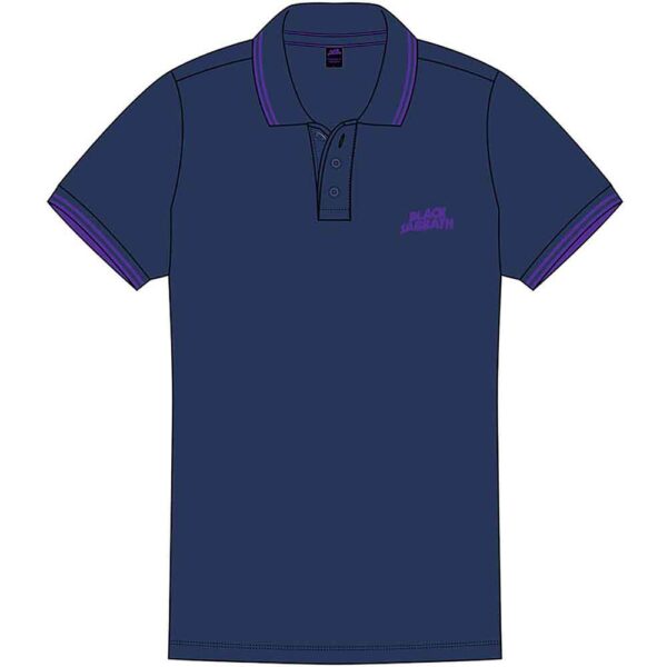 Black Sabbath Unisex Wavy Logo Navy Blue Polo Shirt SIZE - 2XL - Image 2