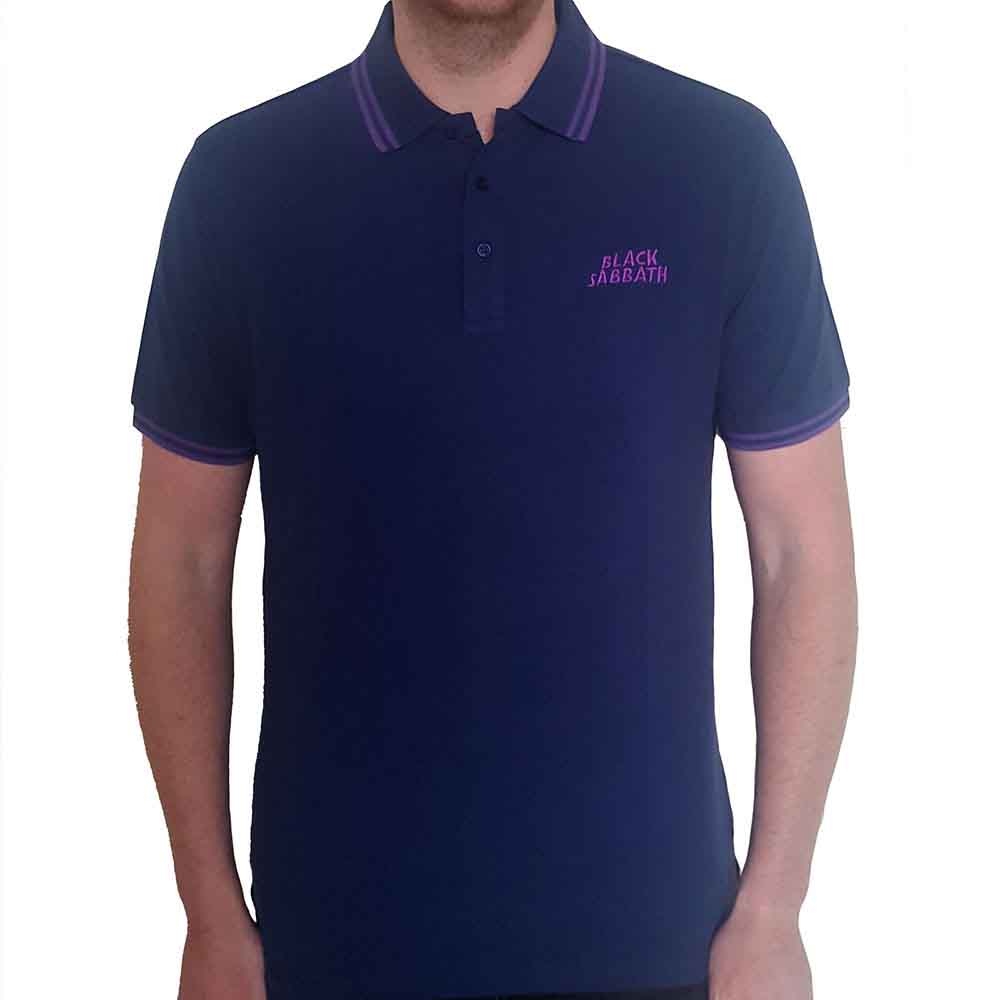 Black Sabbath Unisex Wavy Logo Navy Blue Polo Shirt SIZE – 2XL