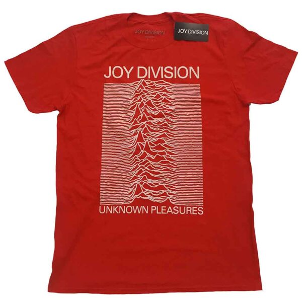 Joy Division Unknown Pleasures White On Red Red T-Shirt SIZE - S