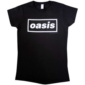 Oasis Decca Logo Black Ladies T-Shirt SIZE - Ladies S