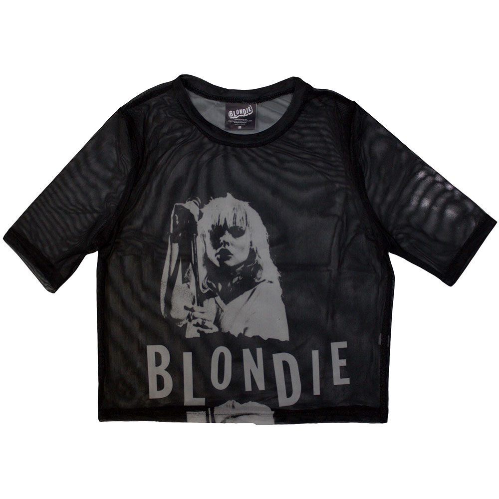 Blondie Mic Stand Black Mesh Ladies Crop Top SIZE – L