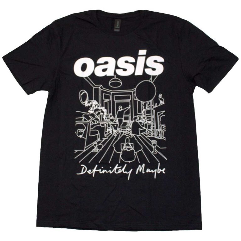 Oasis Definitely Maybe Line Drawing Black T-Shirt SIZE – M