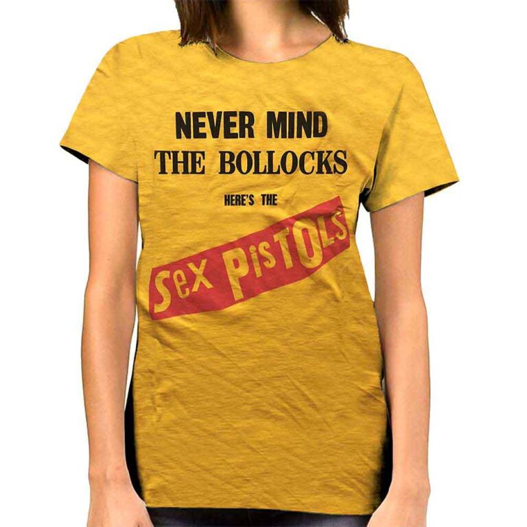 The Sex Pistols Never Mind the Bollocks Original Album Yellow Ladies T-Shirt SIZE – Ladies L