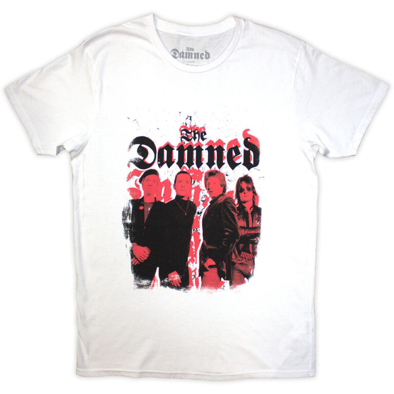 The Damned Repeat Logo Photo White T-Shirt SIZE – L