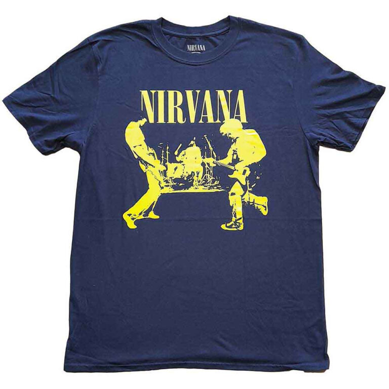 Nirvana Unisex T-Shirt: Stage (Navy Blue) SIZE – L