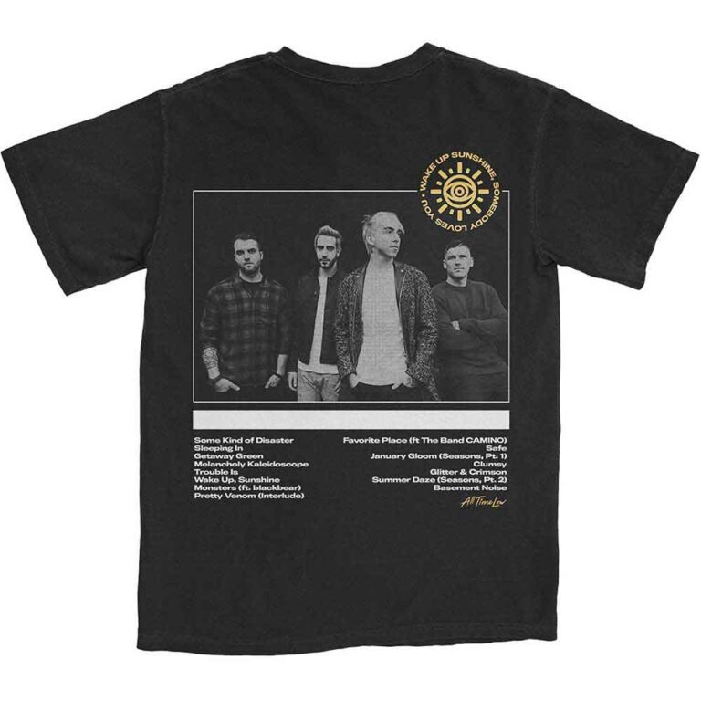 All Time Low Wake Up Sunshine Track List Black Back Print T-Shirt SIZE – M
