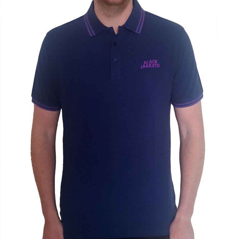 Black Sabbath Unisex Wavy Logo Navy Blue Polo Shirt SIZE – L