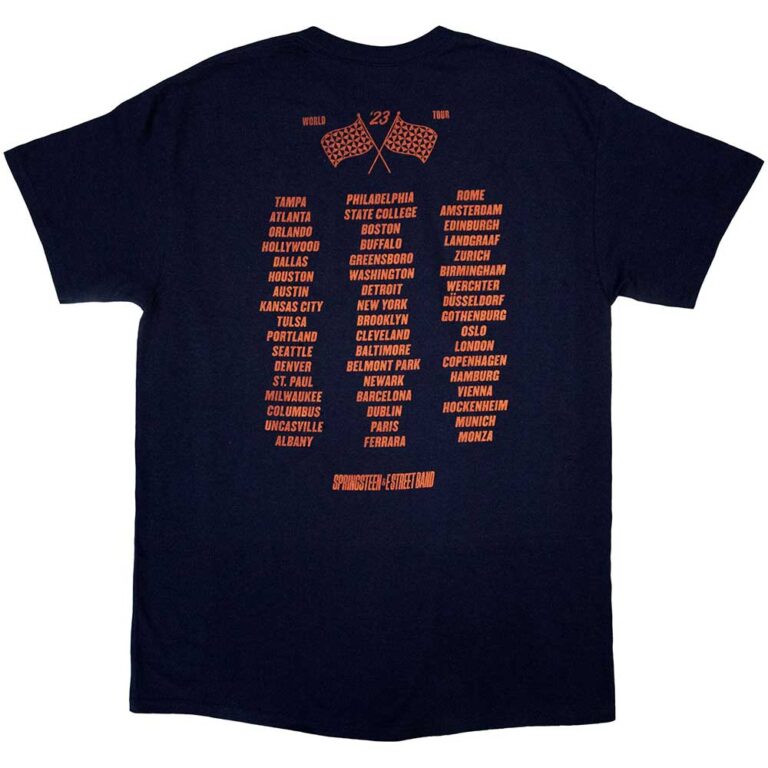 Bruce Springsteen Tour ’23 Guitar Navy Blue Back Print & Ex-Tour T-Shirt SIZE – L