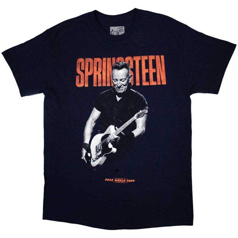 Bruce Springsteen Tour ’23 Guitar Navy Blue Back Print & Ex-Tour T-Shirt SIZE – L