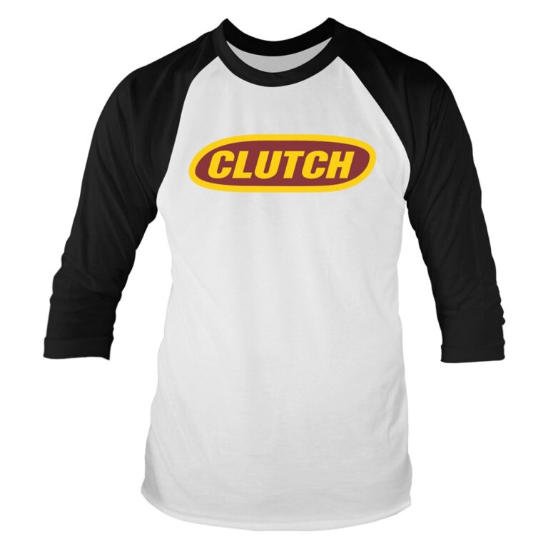 Clutch – Classic Logo (whte/black) 3/4 Sleeve Baseball T-Shirt SIZE – S