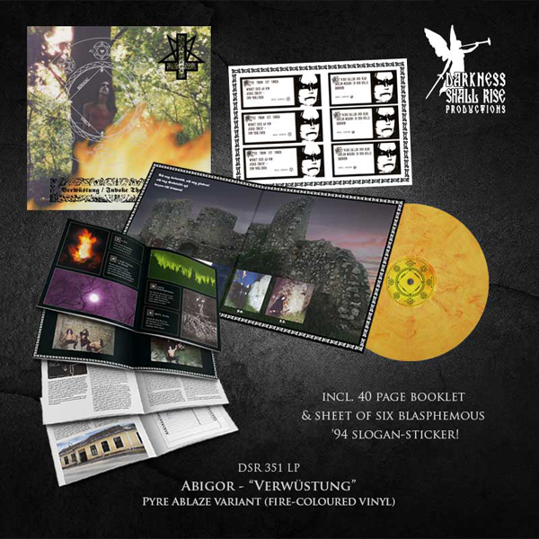 Abigor – VERWÜSTUNG / INVOKE THE DARK AGE (TRANSPARENT FIRE COLORED VINYL) Vinyl LP