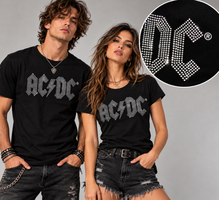 AC/DC Logo Black Embellished T-Shirt