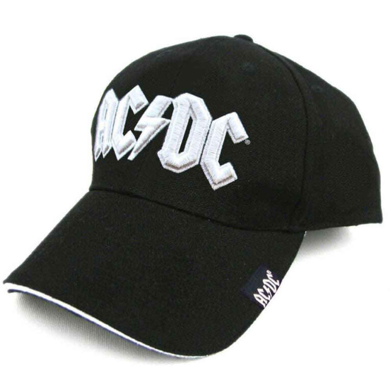 AC/DC White Logo Black Baseball Cap