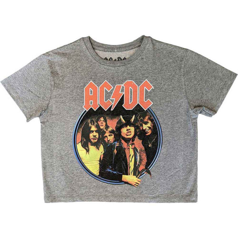 AC/DC Highway To Hell Circle Grey Ladies Crop Top