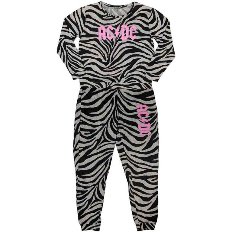 AC/DC Logo Black & White Ladies Pyjamas