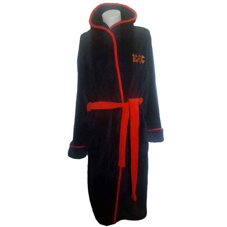 AC/DC Unisex Bathrobe: Logo Black Back Print Ladies Pyjamas