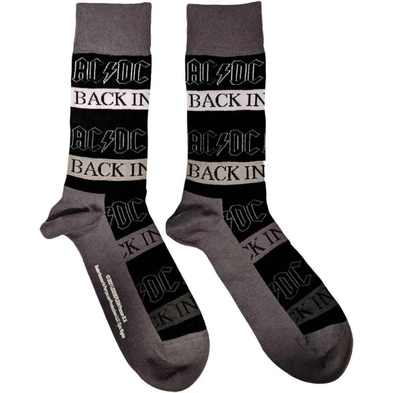 AC/DC Unisex Back In Black Black UK Size 7 – 11 Socks