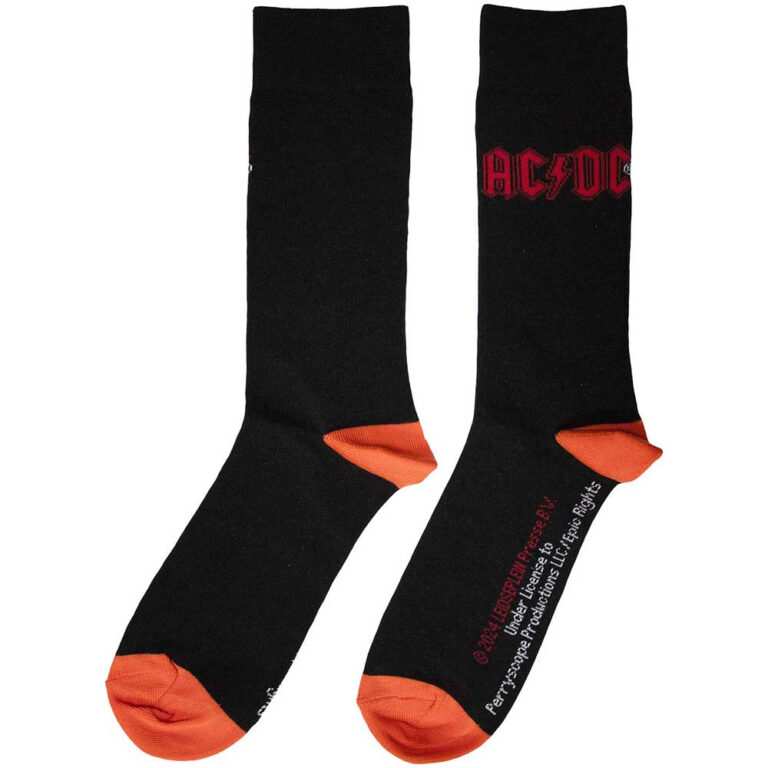AC/DC Unisex Red Logo Black UK Size 6 – 11 Socks