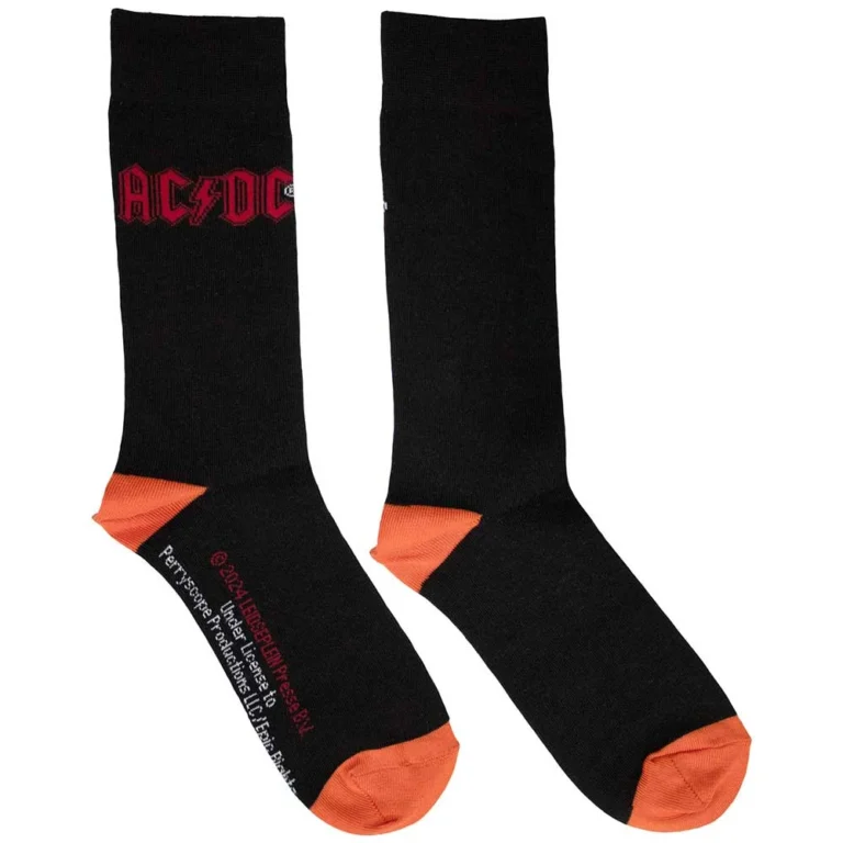 AC/DC Unisex Red Logo Black UK Size 6 – 11 Socks