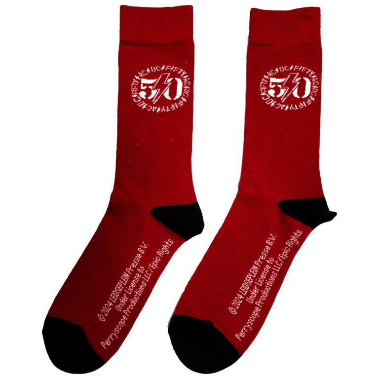 AC/DC Unisex 50th Logo Red UK Size 6 – 11 Socks
