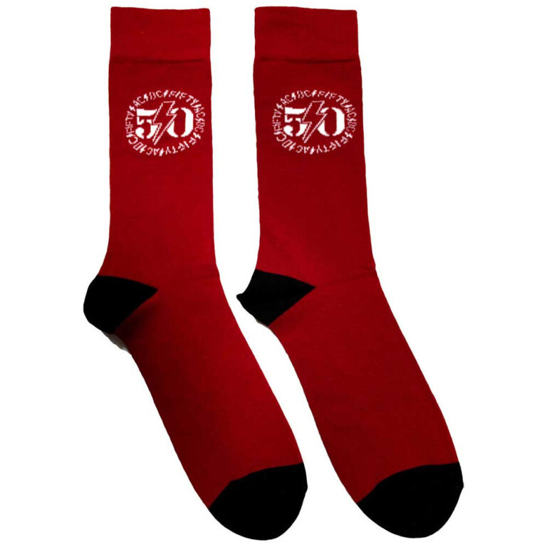 AC/DC Unisex 50th Logo Red UK Size 6 – 11 Socks