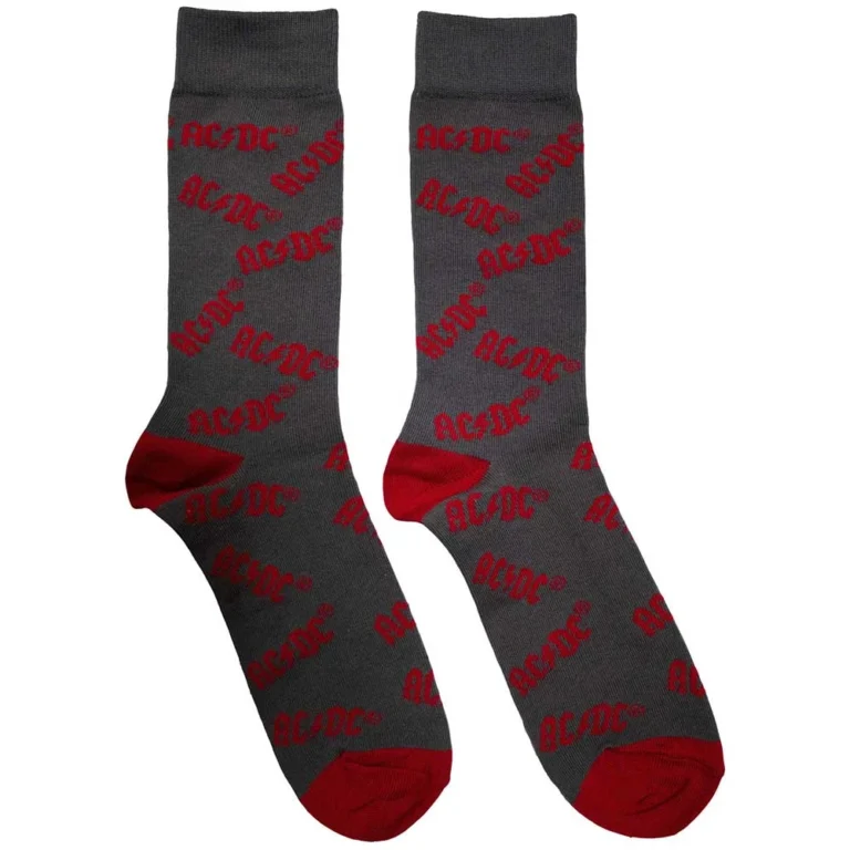 AC/DC Unisex Logo Pattern Charcoal Grey UK Size 6 – 11 Socks