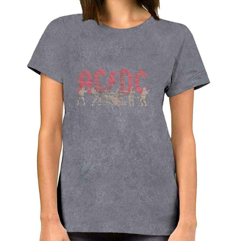AC/DC Vintage Silhouettes Charcoal Grey Wash Collection T-Shirt