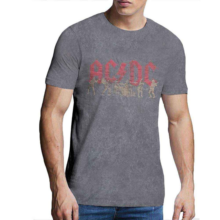AC/DC Vintage Silhouettes Charcoal Grey Wash Collection T-Shirt