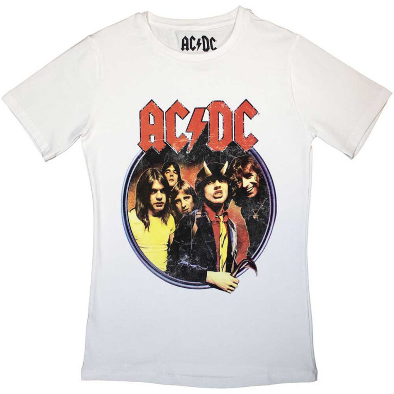 AC/DC Highway To Hell Circle White Ladies T-Shirt