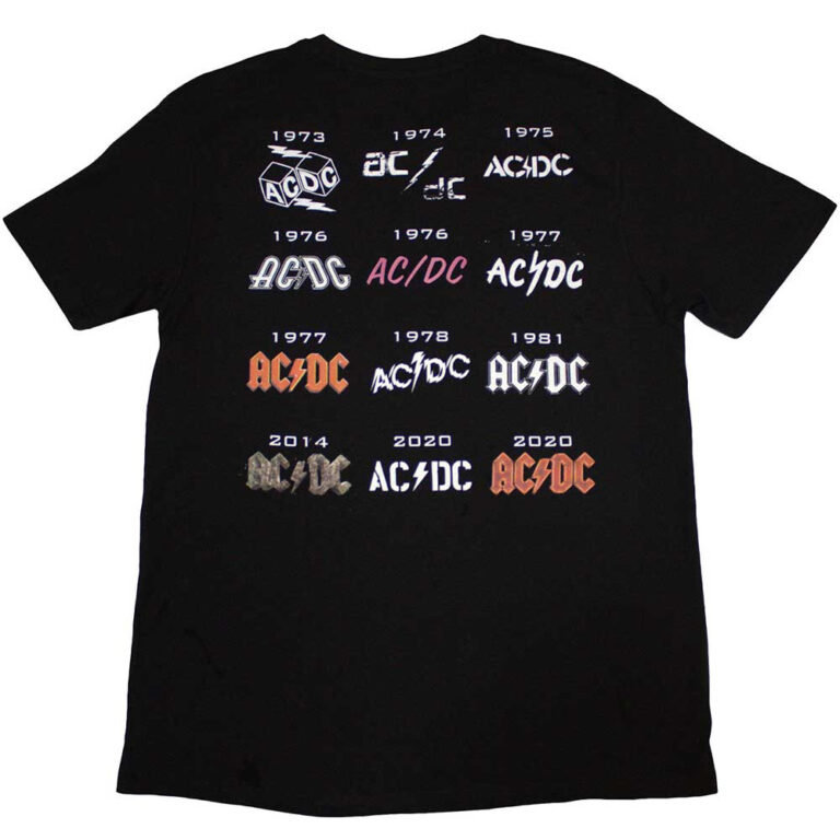AC/DC Logo History Black Back Print T-Shirt