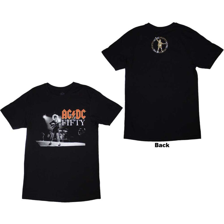 AC/DC On Stage Fifty Black Back Print T-Shirt