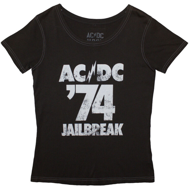 AC/DC 74 Jailbreak Grey Back Print & Ex-Tour Ladies T-Shirt