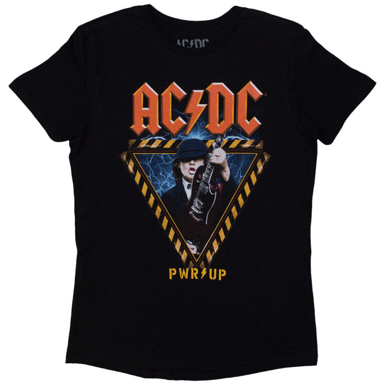 AC/DC Angus Triangle PWR-UP EU Tour ’24 Black Back Print & Ex-Tour Ladies T-Shirt