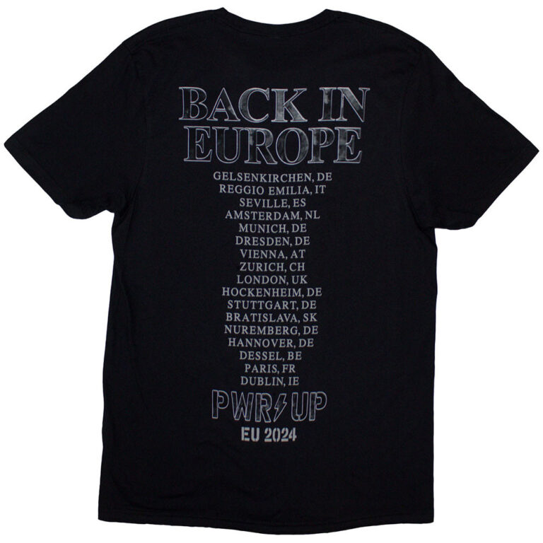 AC/DC Back In Black PWR-UP EU Tour ’24 Black Back Print & Ex-Tour T-Shirt