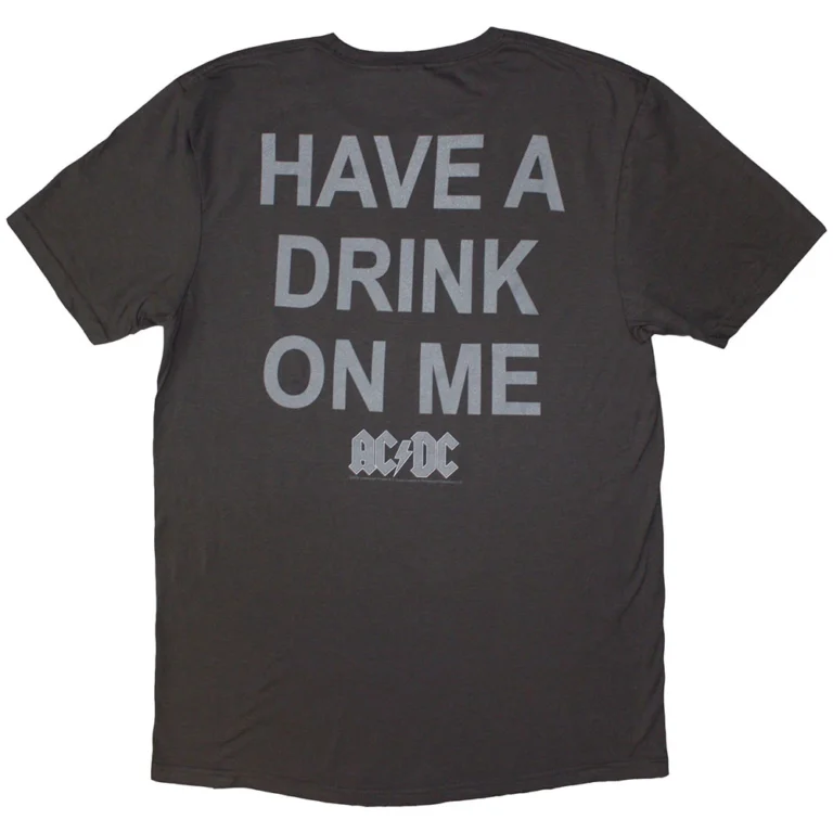 AC/DC Have A Drink On Me Grey Back Print T-Shirt