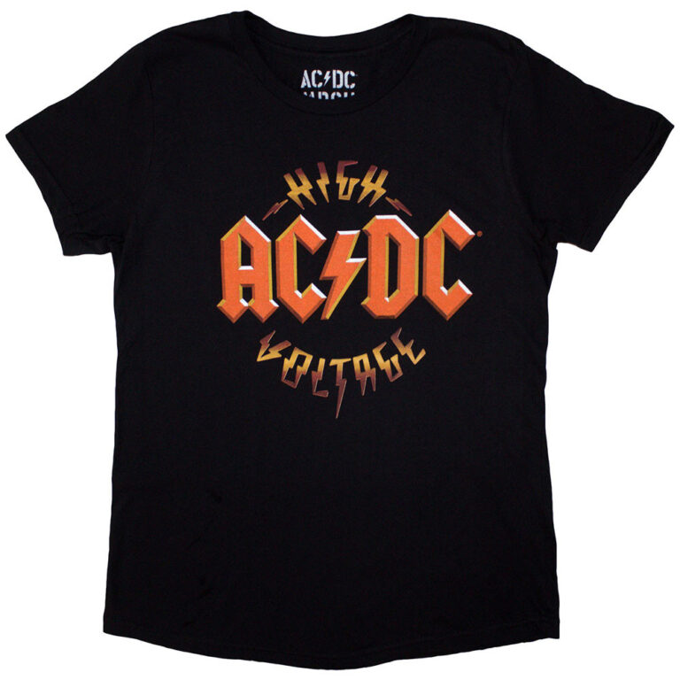 AC/DC High Voltage RnR Black Back Print Ladies T-Shirt