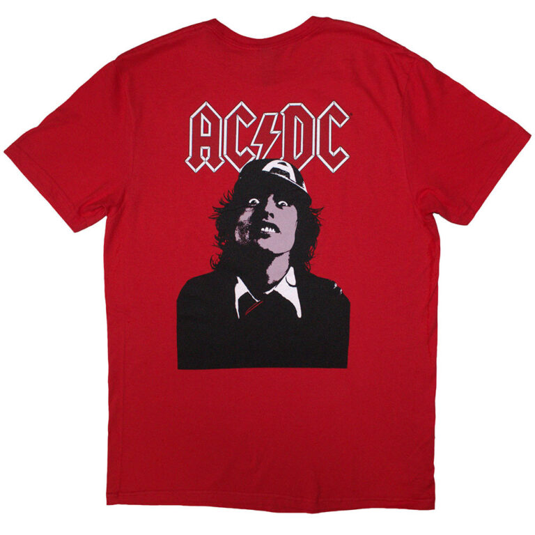 AC/DC Mini Logo / Lock Up Your Daughters Red Back Print T-Shirt