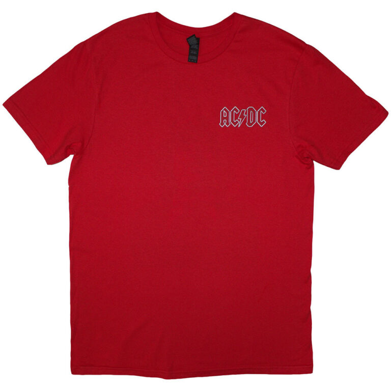 AC/DC Mini Logo / Lock Up Your Daughters Red Back Print T-Shirt
