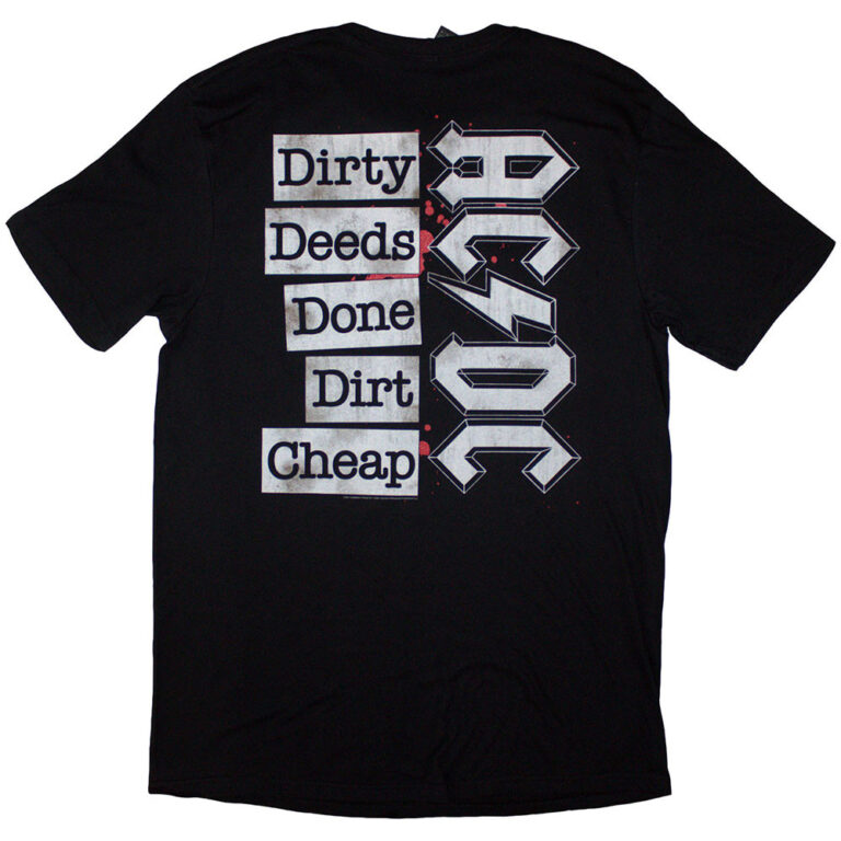 AC/DC Mini Logo / Dirty Deeds Black Back Print T-Shirt
