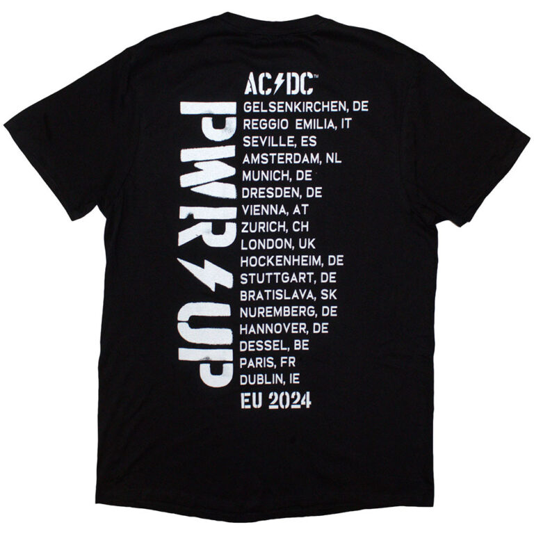 AC/DC PWRD-UP B&W Photo EU Tour ’24 Black Back Print & Ex-Tour T-Shirt