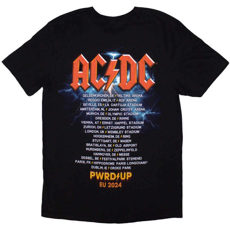 AC/DC PWRD-UP In Rock We Trust Black Back Print & Ex-Tour T-Shirt