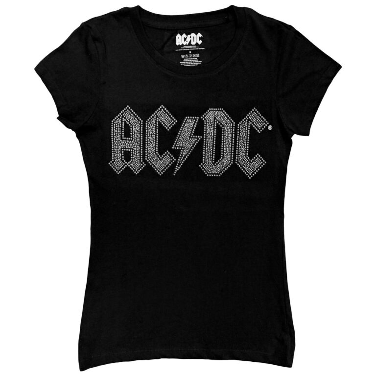 AC/DC Logo Black Embellished Ladies T-Shirt