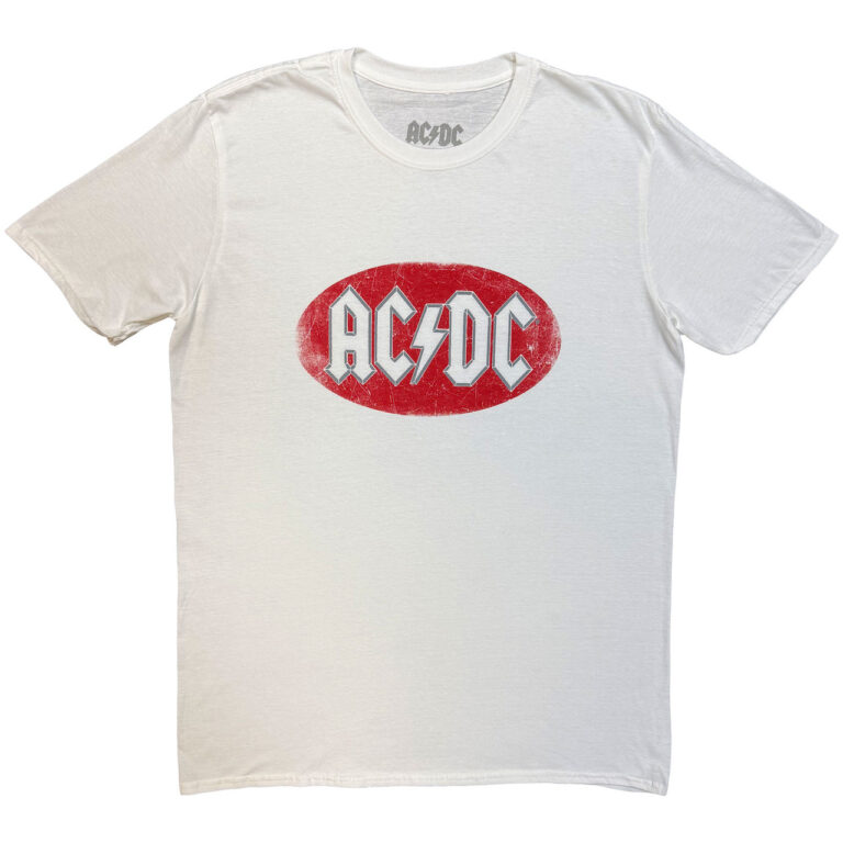 AC/DC Oval Logo Vintage White T-Shirt