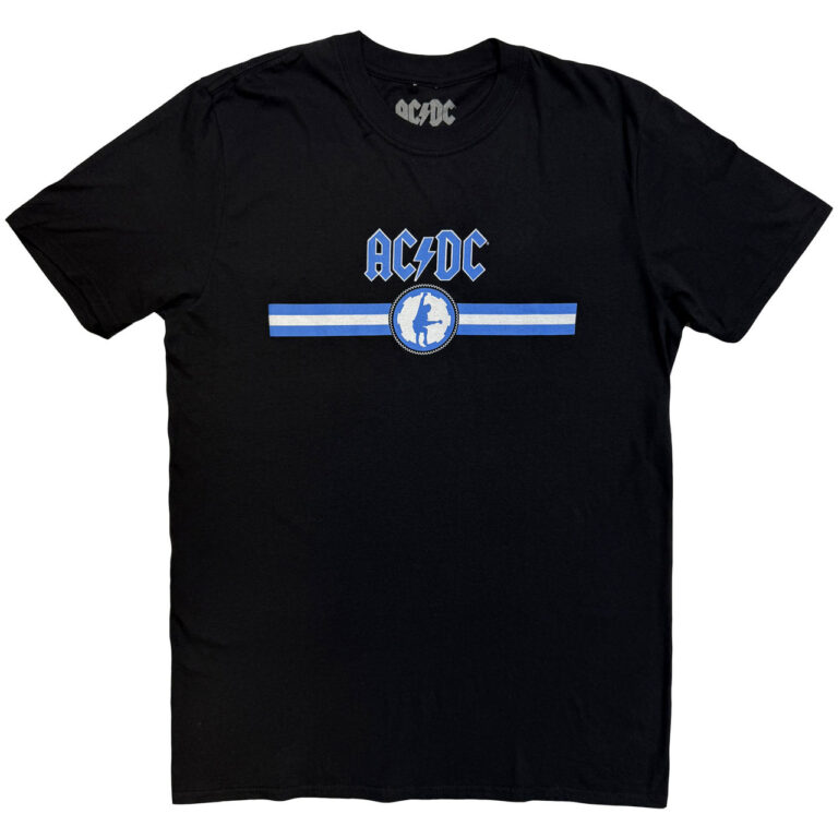 AC/DC Blue Logo & Stripe Black T-Shirt