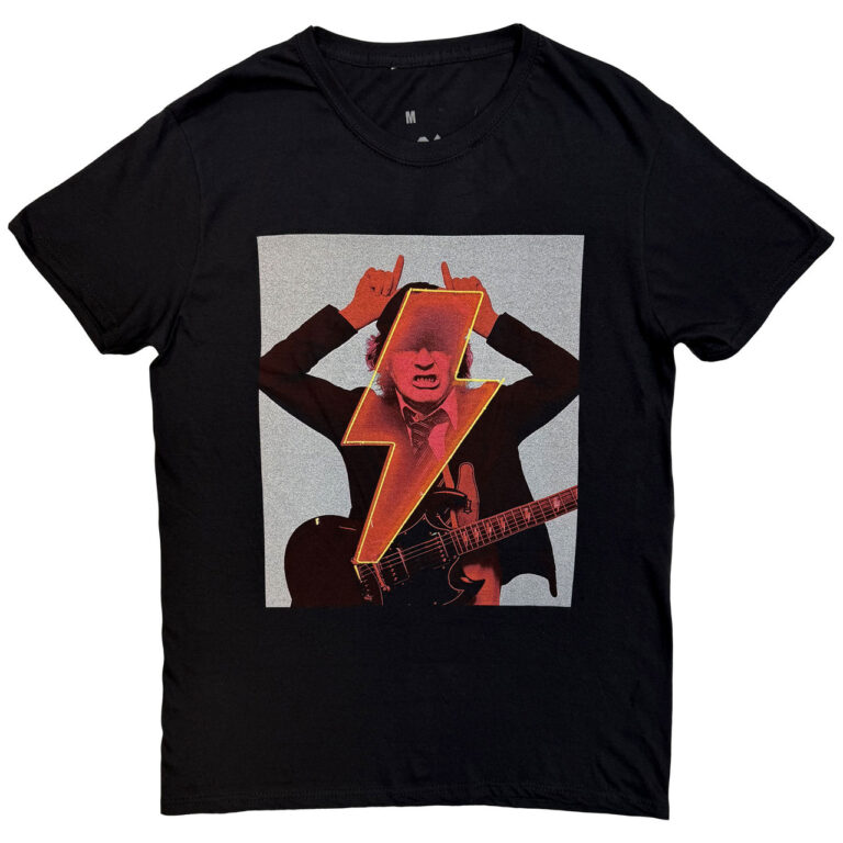 AC/DC Angus Finger Horns Black Back Print T-Shirt