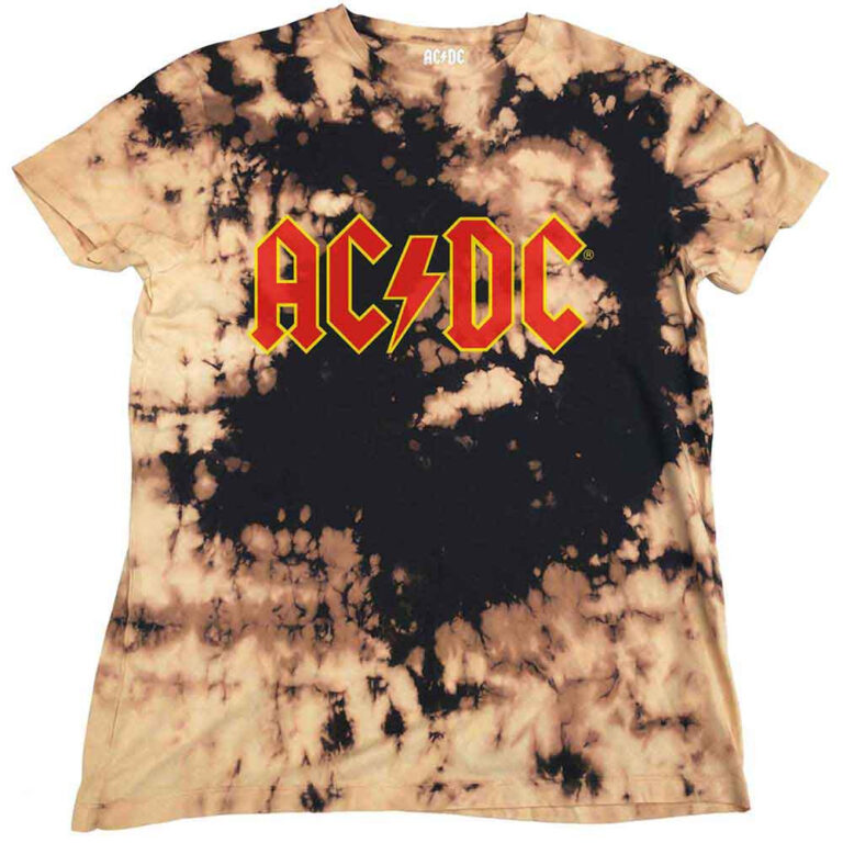 AC/DC Logo Dip Dye Tan And Black Wash Collection T-Shirt