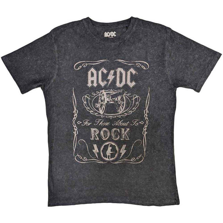 AC/DC Cannon Swig Dip-Dye On Black Wash Collection T-Shirt